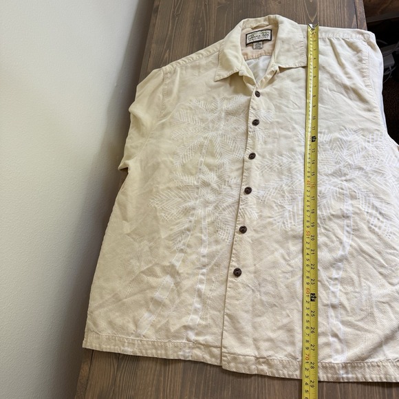 Jamaica Jaxx Men's Large Yellow Palm Tree 100% Silk Short Sleeve Button Up Shirt - Picture 6 of 6